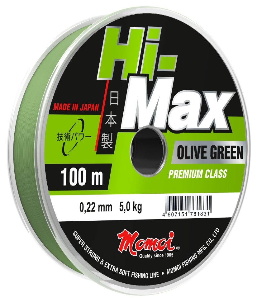 Леска Hi-Max Olive Green, 0,7мм, 40кг, 100м