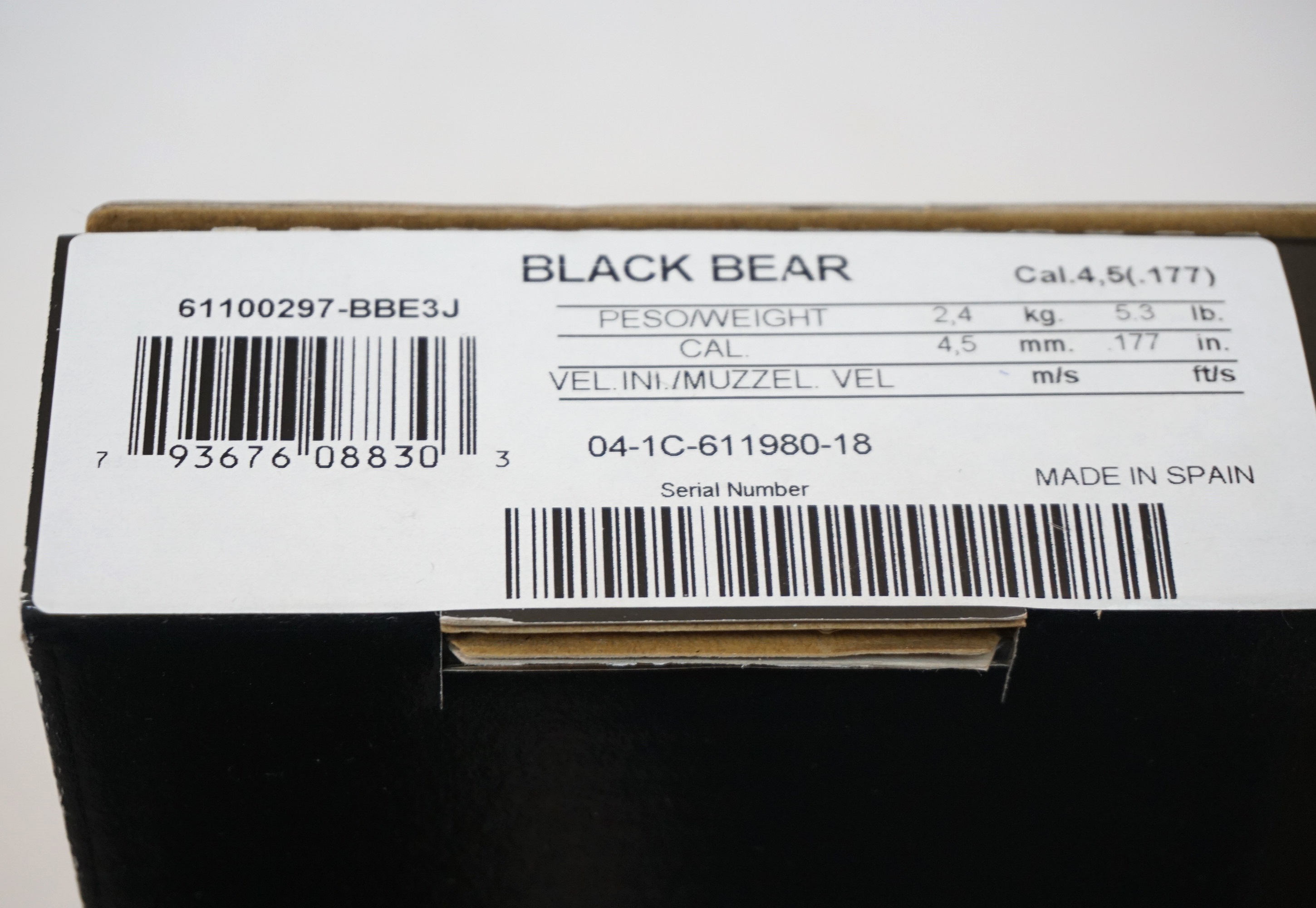 Винтовка пневматическая Black Bear, к.4,5